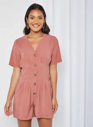 Pleat Detailed Playsuit Apple Butter 