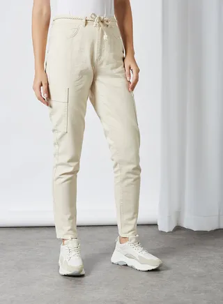 High Rise Loose Fit Jeans Ecru 