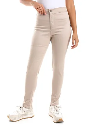 High waist beige pants for women 