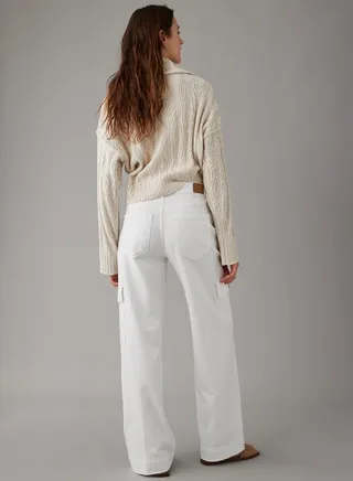 AE Dreamy Drape Stretch Super High-Waisted Cargo Baggy Wide-Leg Jean 
