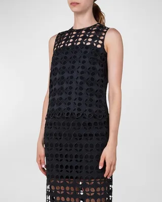 Dot Eyelet Embroidered Sleeveless Blouse