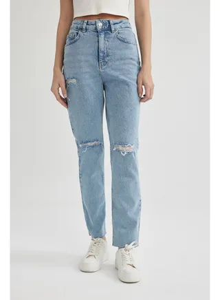 Woman Vintage Straight Denim Trousers 
