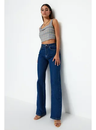 Blue High Waist Wide Leg Jeans TWOSS23JE00068 