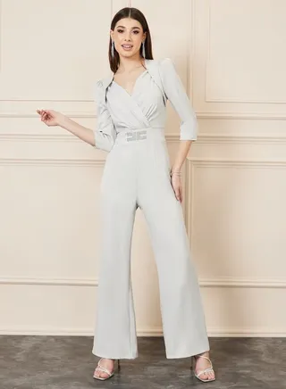 Embellished Wide Leg Tailored Jumpsuit