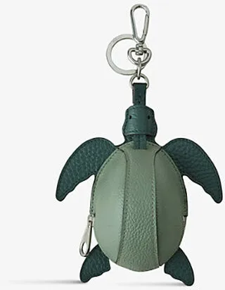 Green Green Turtle Zip-pouch Leather Keyring