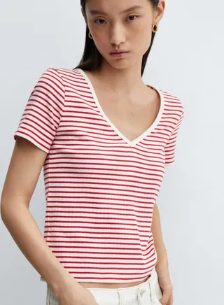 V-Neck Striped T-Shirt 