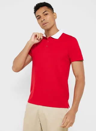 Contrast Detail Polo Shirt 