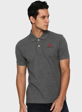 Logo Embroidered Polo Grey 