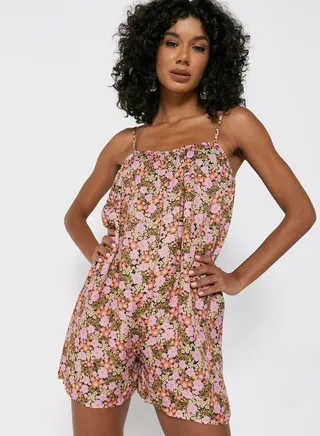 Floral Print Strappy Playsuit 