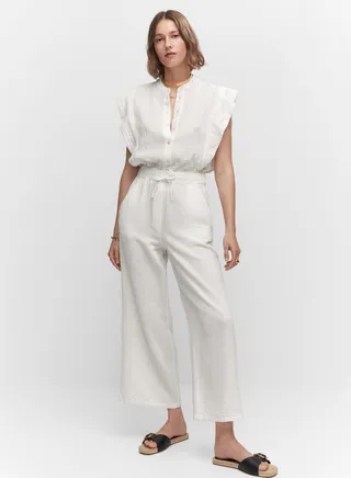 Button Tie Detail Jumpsuit 