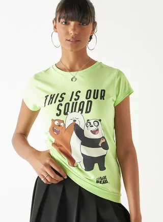 We Bare Bears Print Crew Neck T-Shirt 
