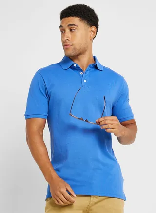 Mens Short Sleeve Polo Button Up Shirt 