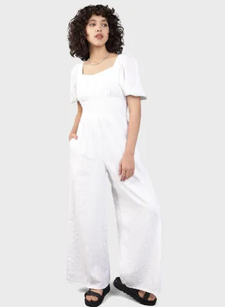 Square Neck Wide-Leg Jumpsuit 