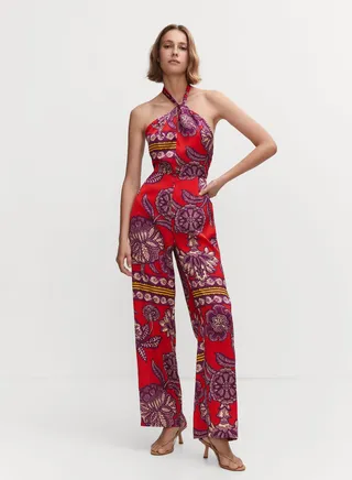 Halter Neck Printed Jumpsuit 