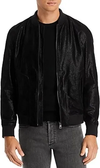 Hugo Shiny Leather Zip Front Jacket