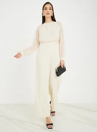 Wide Leg Jumpsuit with Volume Sleeves 