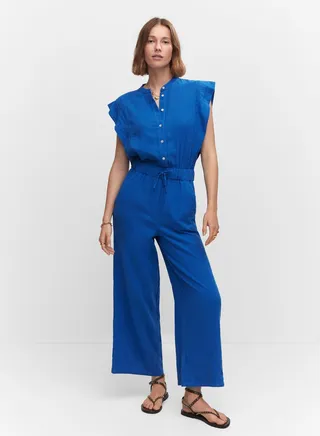 Button Tie Detail Jumpsuit 