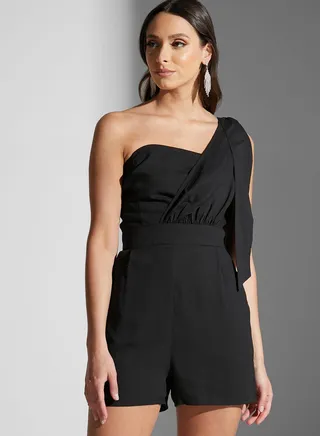 One Shoulder Tie Detail Playsuit 
