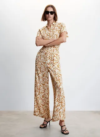 Floral Print Button Detail Jumpsuit