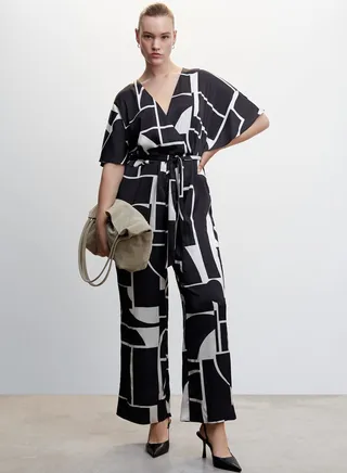 Printed Tie Detail Jumpsuit 