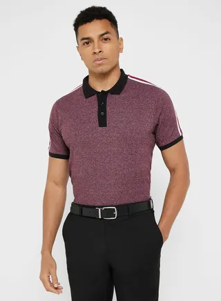 Contrast Collar Tape Detail Polo Shirt
