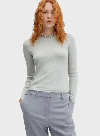 Round Neck Knitted T-Shirt 