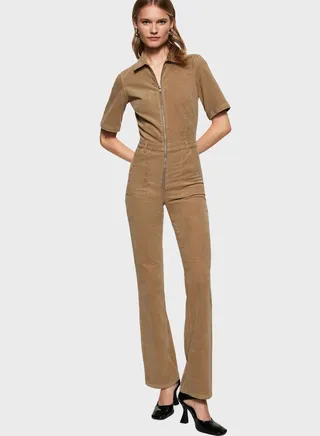 Polo Neck Zip Detail Jumpsuit 