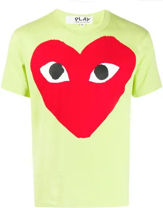 heart print round neck T-shirt