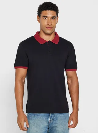Contrast Detail Polo Shirt 