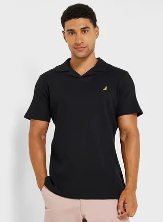 Mens Waffle Polo With Collar - 