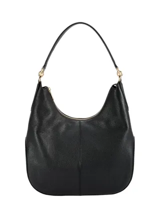 Solid Leather Hobo Bag Nero 