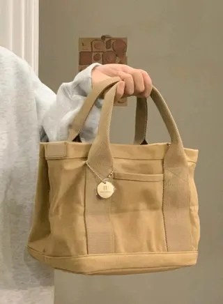 Multi-pocket Canvas Tote Bag Mini Handbag Bento Tote Bag Lunch Box Bag 
