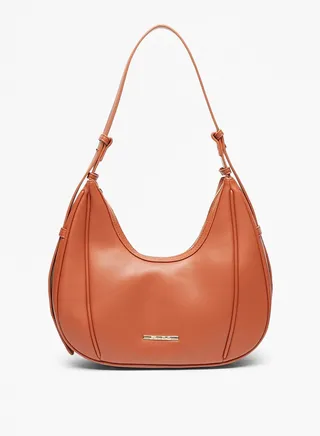 Womens Solid Hobo Bag with Adjustable Strap and Zip Closure
