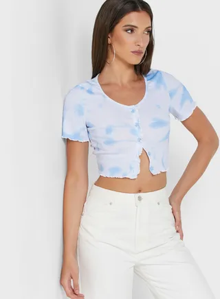 Lettuce Trim Tie Dye Crop Top 