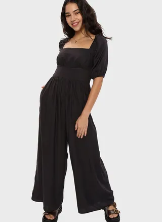 Puff Sleeve Wide Leg Jumpsuit