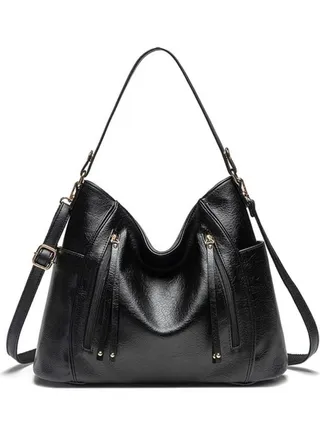 Hollow Double Frilled Hobo Black 
