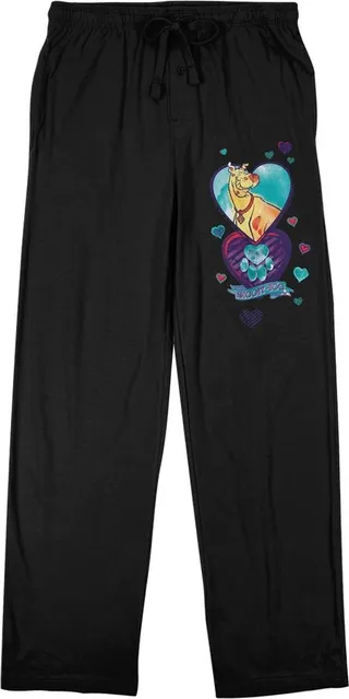 Scooby Doo Valentine’s Day Love Men’s Black Graphic Sleep Pants-XXL