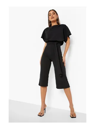 Slash Neck Tie Waist Culotte Jumpsuit 