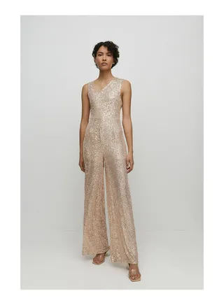 Sequin Asymmetric Neckline Jumpsuit 