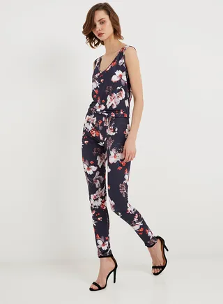 Floral Printed Jumpsuit Blue/White 
