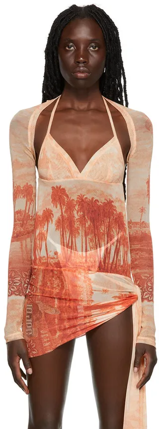 Jean Paul Gaultier Red Palm Tree Cardigan