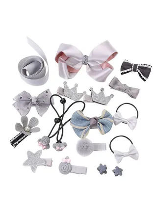 Bow Tie Headband Set Grey 