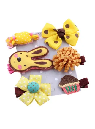 Hair Clip Hairpin Set Yellow/Brown/Pink 