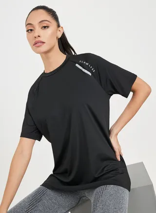 Reflective Stripe Print Short Sleeve Top 