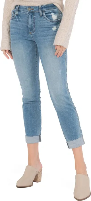 Catherine Ab Fab High Waist Raw Hem Boyfriend Jeans