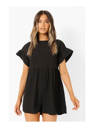Frill Sleeve Smock Playsuit 