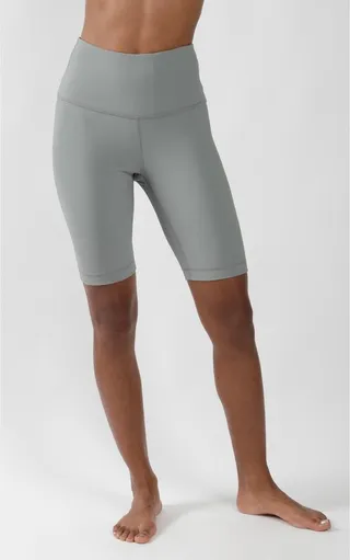 90 Degree By Reflex Interlink Ribbed High Waist 9" Bike Short - Chinois Green - Small