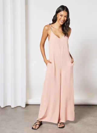 Scoop Back Jumpsuit Pink 