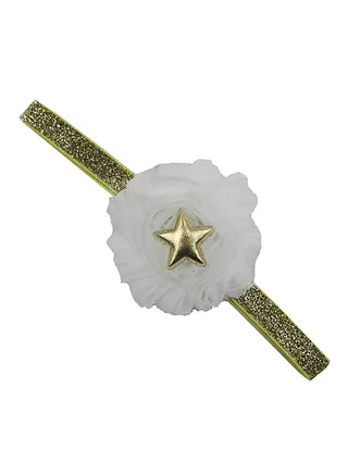 Shabby Chiffon Flower Headband Gold/White 