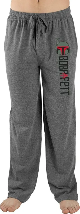 Star Wars Boba Fett Character Logo Men's Gray Graphic Sleep Pajama Pants - XXL
